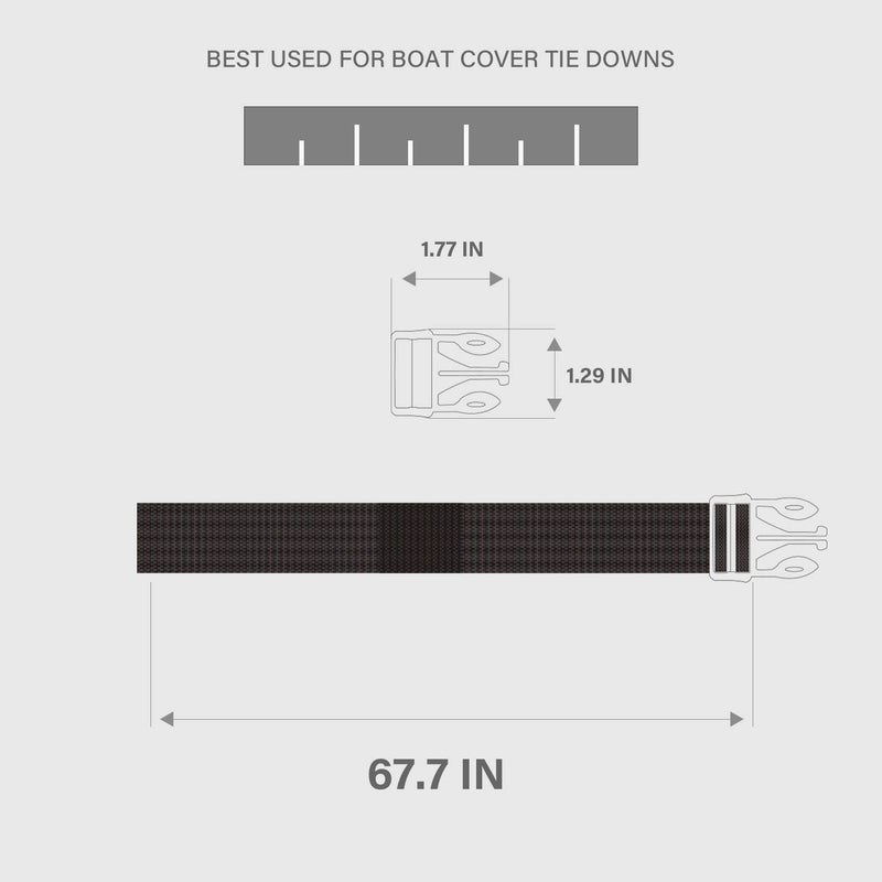 GOODSMANN Boat Cover Tie Down Kit, Durable Tie Down Straps, Trailering Straps with 172cm Webbing Strap and Male Buckle for 300D or 600D Boat Cover, 10 pcs - Image 3